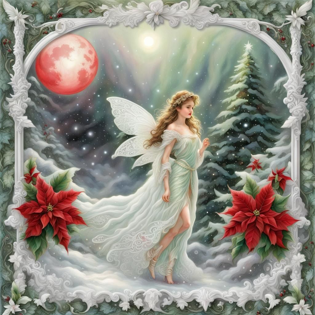 Christmas Fairy in Narnia with Red Moon