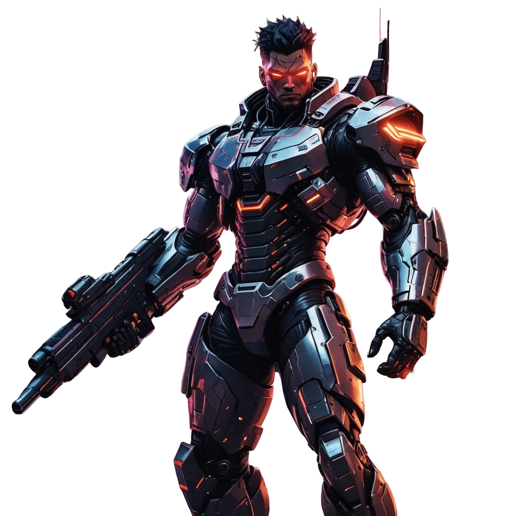 Cyberpunk Anime Man with Laser Rifle