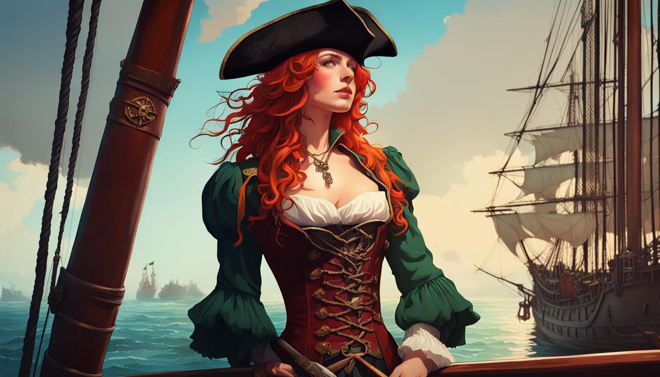 Pirate Portrait on Ship Deck in Hyperdetailed Lighting