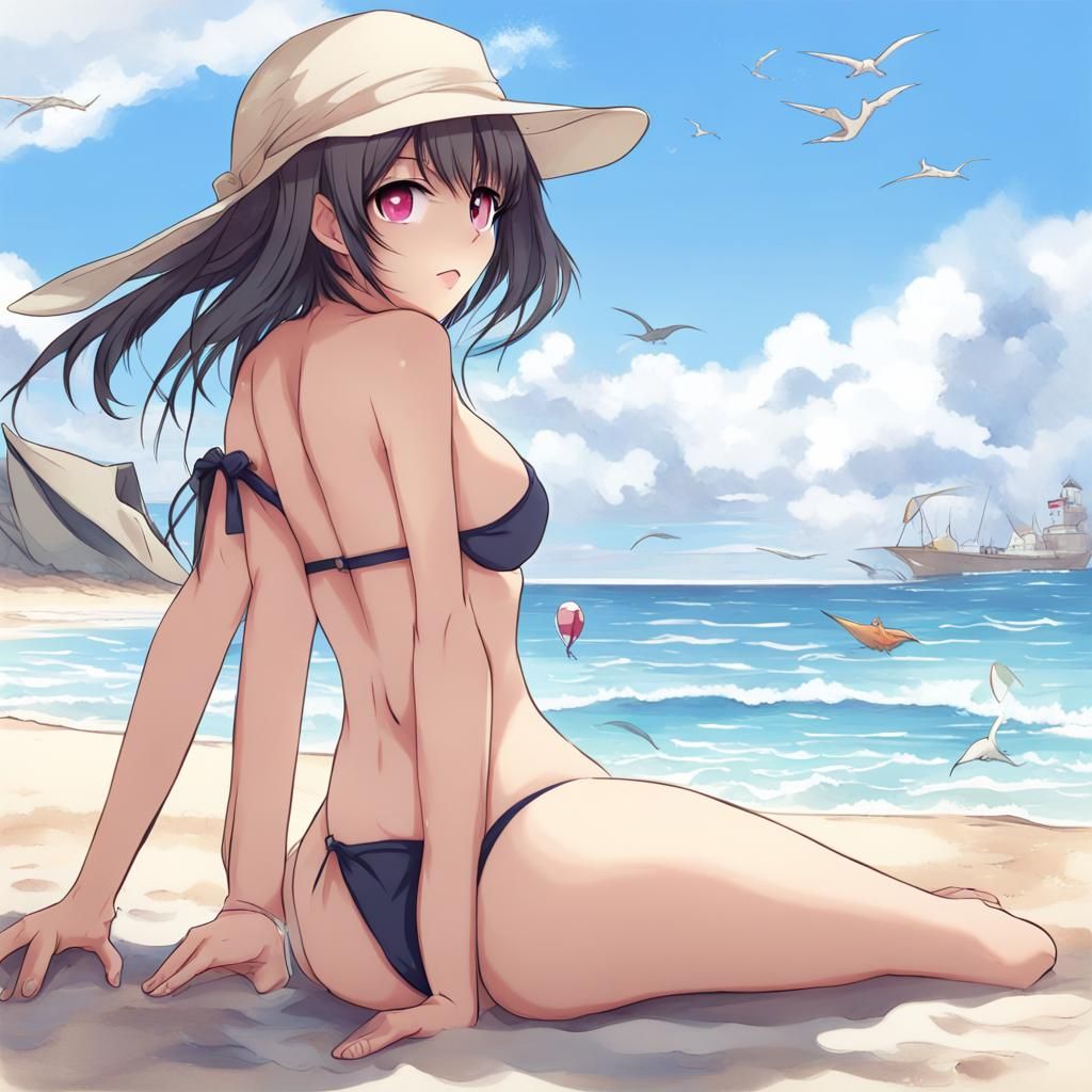Anime Style Beach Girl in Hawaii