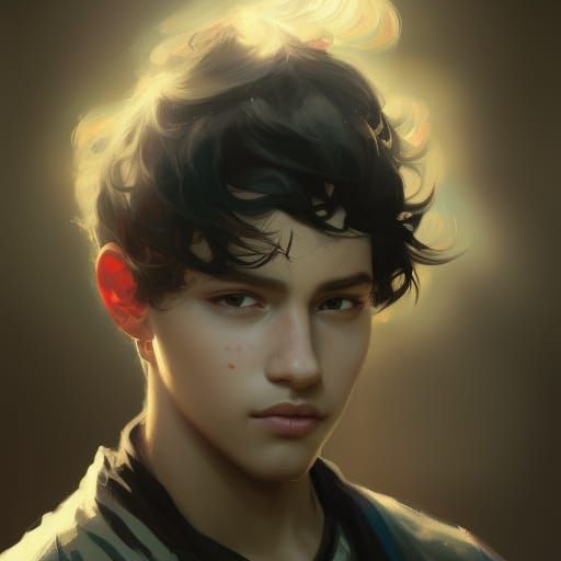 Green-Eyed Teenager Portrait in Hyperdetailed Style