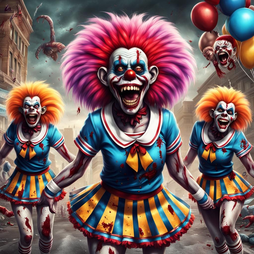 Zombie Monkey Cheerleaders: A Maniacal Digital Painting
