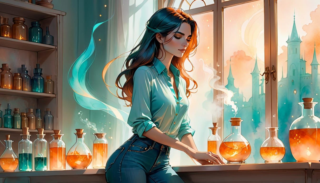 Enchanting Sorceress in Golden Hour