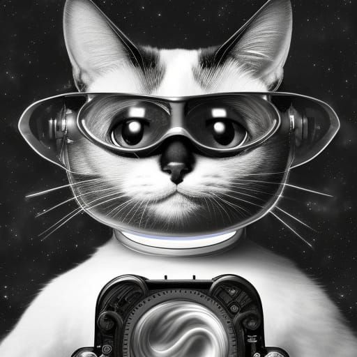 Cat in Outer Space: 3D Digital Art
