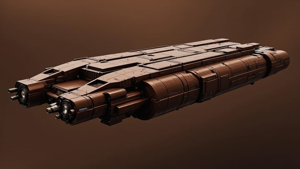 Chocolate Bar Space Station in Industrial Futurism Style