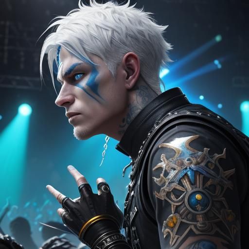 Teenage Boy at Metal Concert: Fantasy Oil Painting