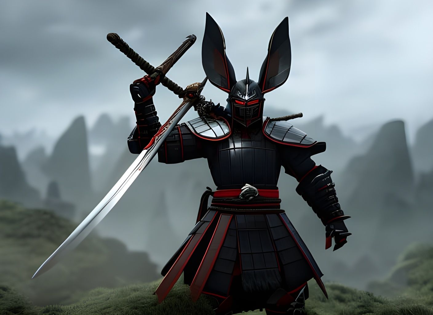An Angry Samurai Rabbit