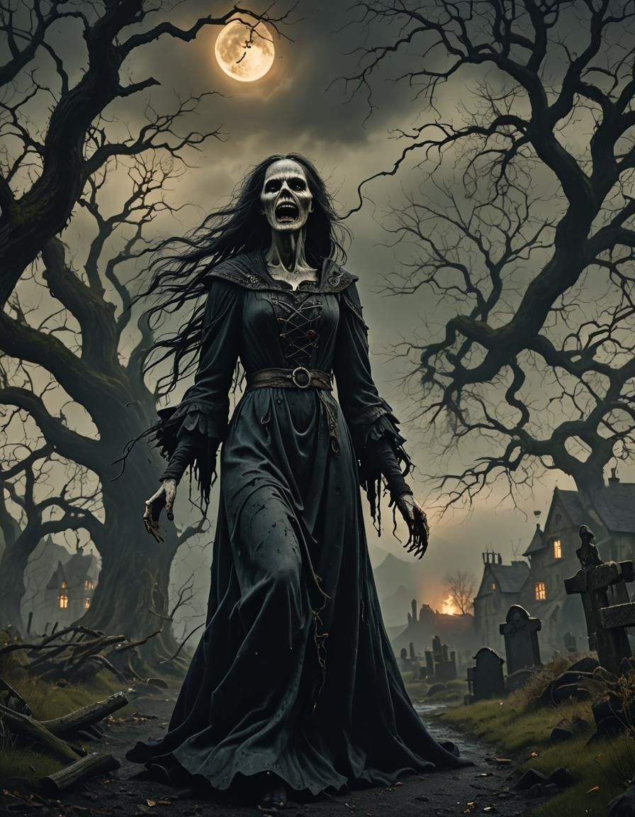 Gothic Banshee Screams in Haunted Irish Countryside