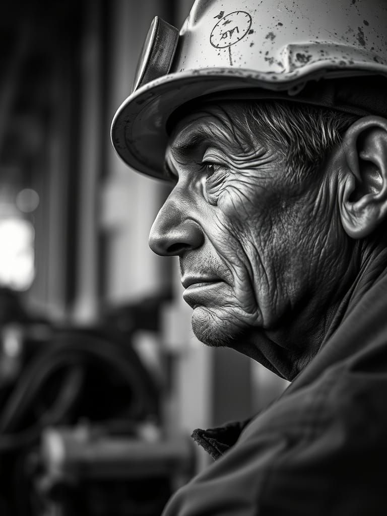 Tired Oil Driller in Industrial Landscape