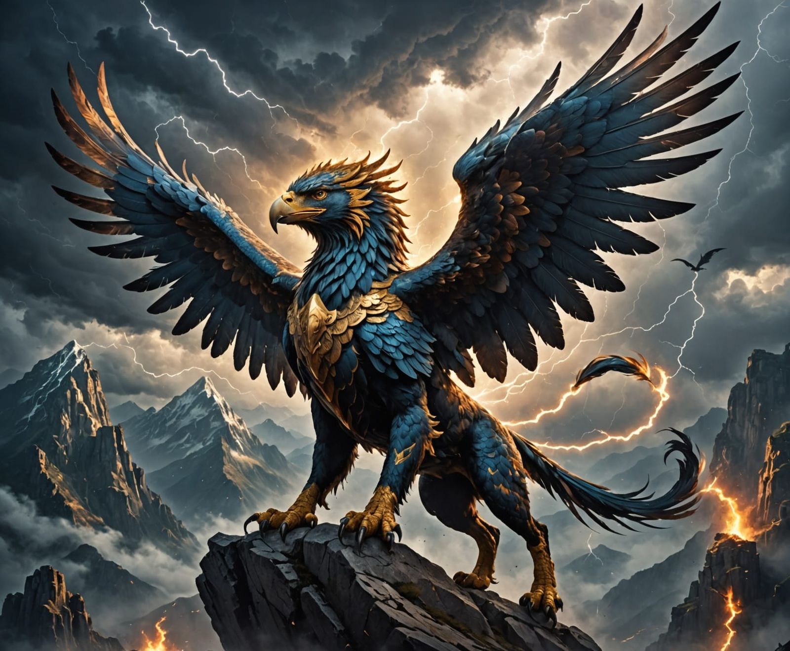 Epic Griffin soars through Stormy Skies in Brom-Inspired Art