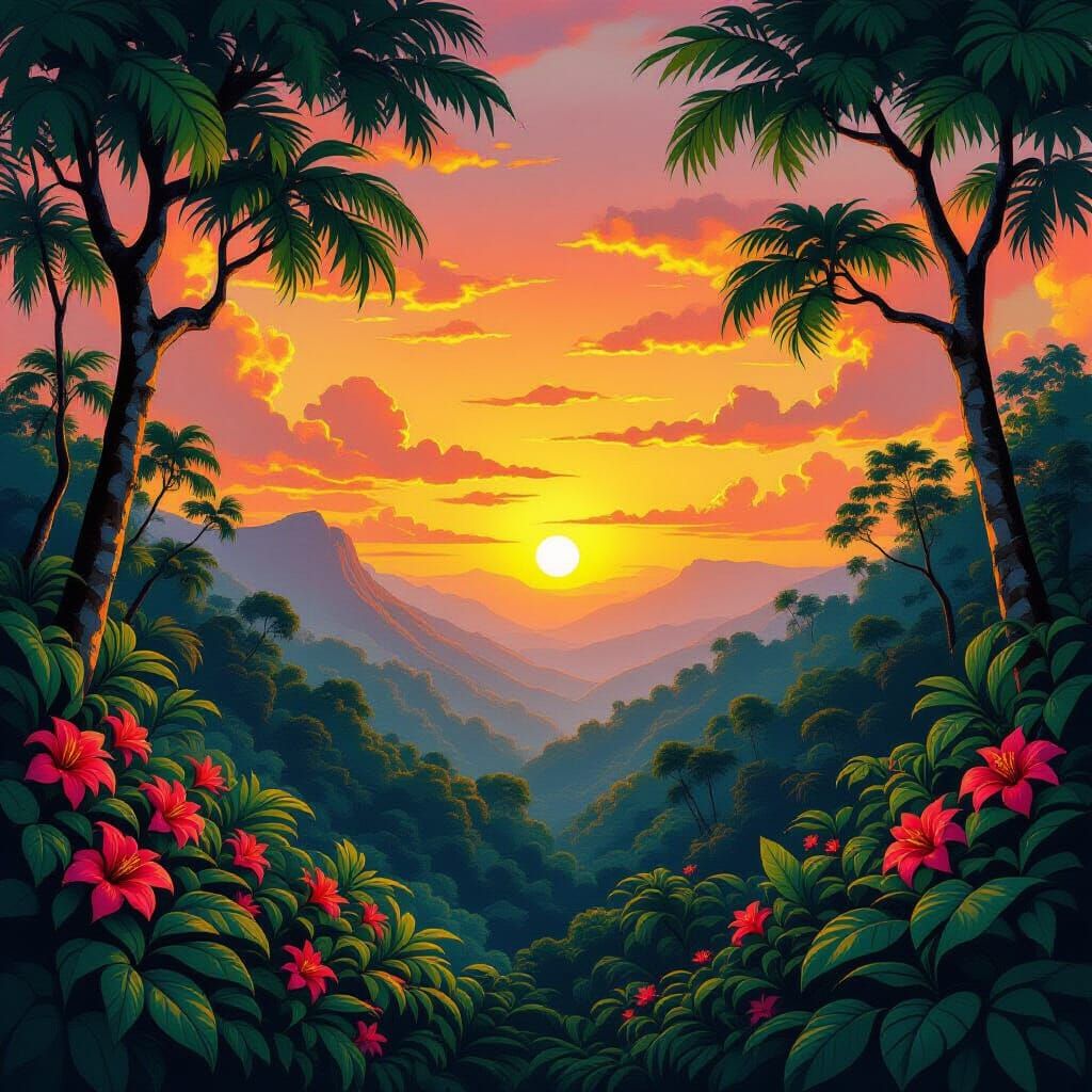 Lush Jungle Sunset Inspired by Masters