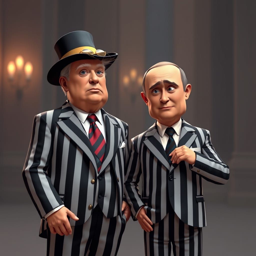 Trump and Putin in a Classic 1920s Gangster Suit