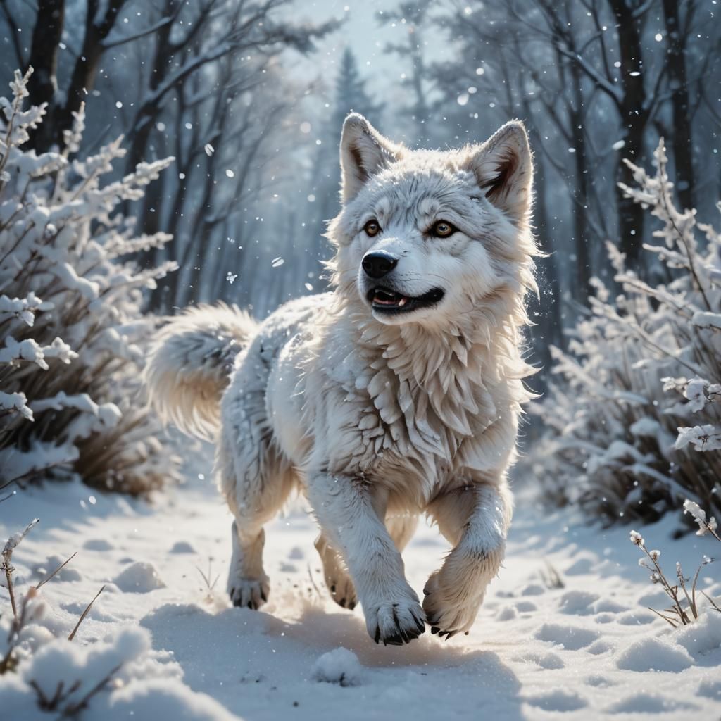 Winter wolf cub