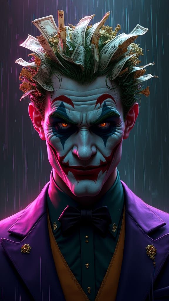 Sophisticated Joker Portrayal in Luxurious Noir Style