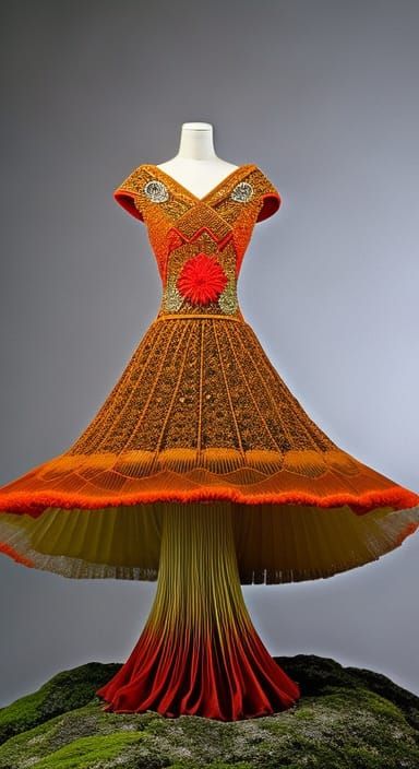 Mushroom Gown: Bioluminescent Coral Fungi Couture