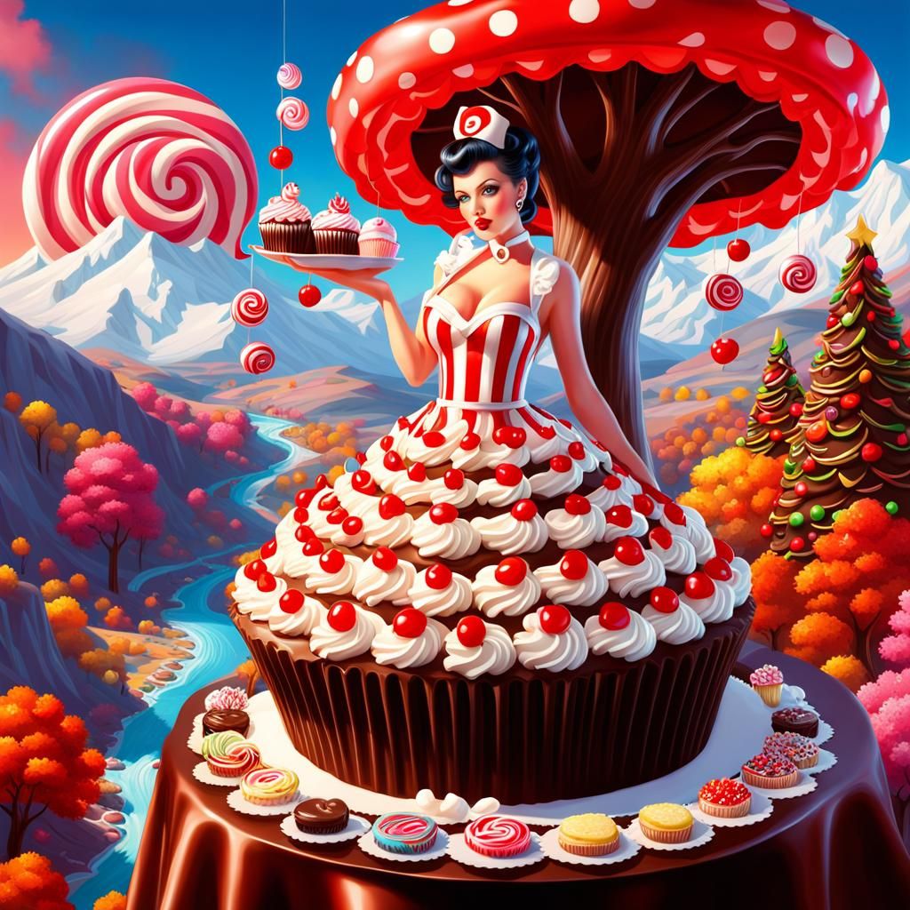 Sweet Land Pinup Model in Candy Dress