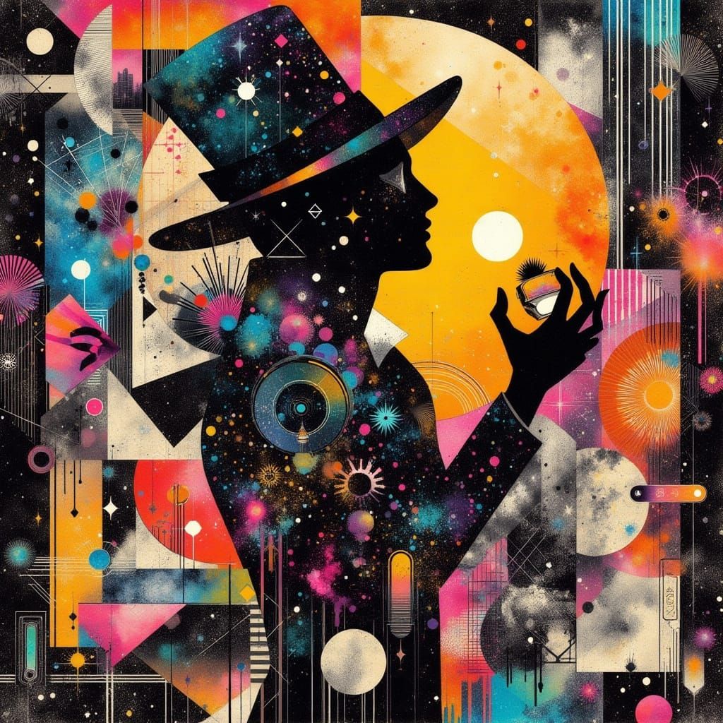 Magician in Neo-Cubist Style with Geometric Fauvism