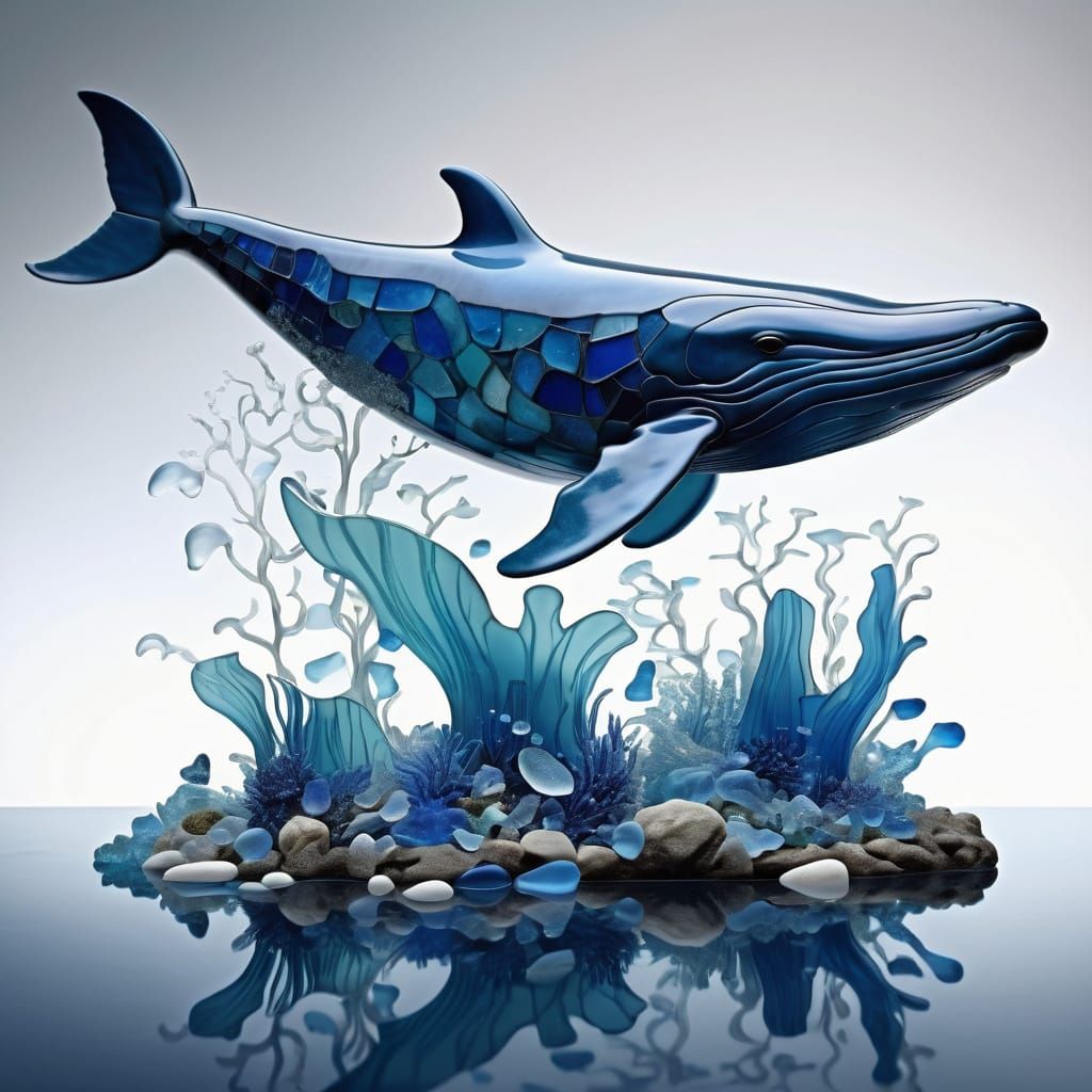 Whale Sea Glass Sculpture