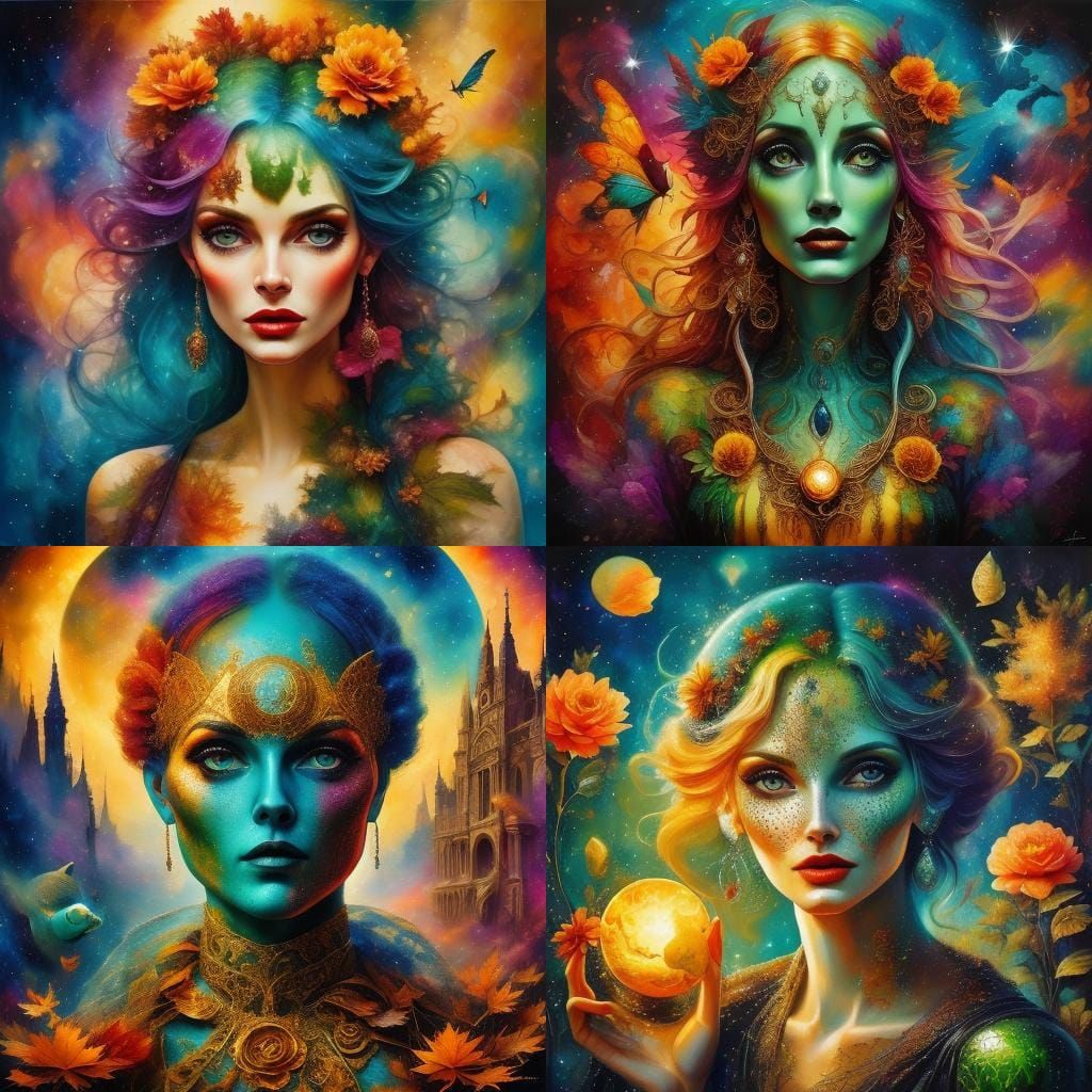 Surreal Fantasy Scene in Oil and Ink