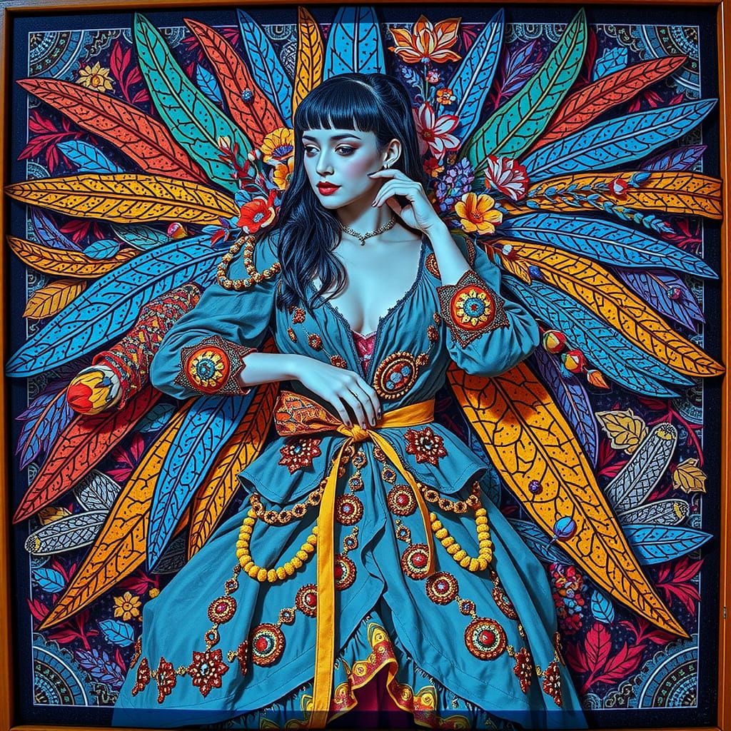 Elegant Woman Posing in Lush Environment: Hyperrealistic Sty...