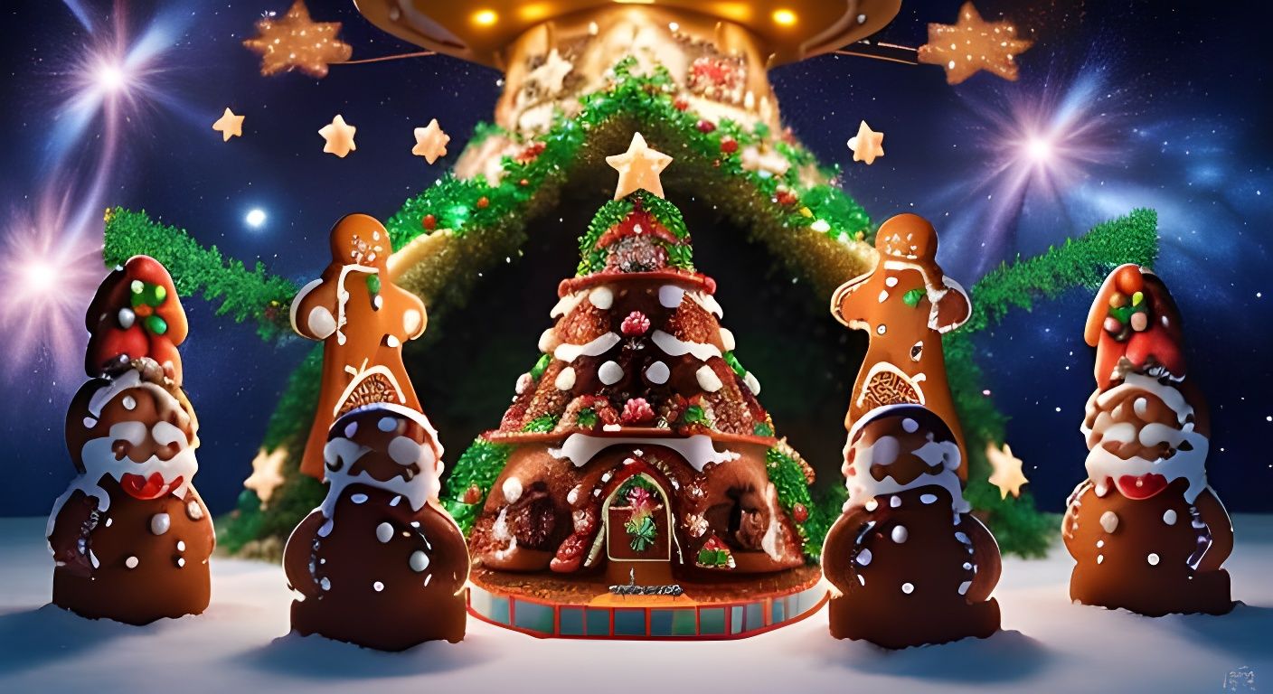 Gingerbread Space Station: A Galactic Christmas Scene