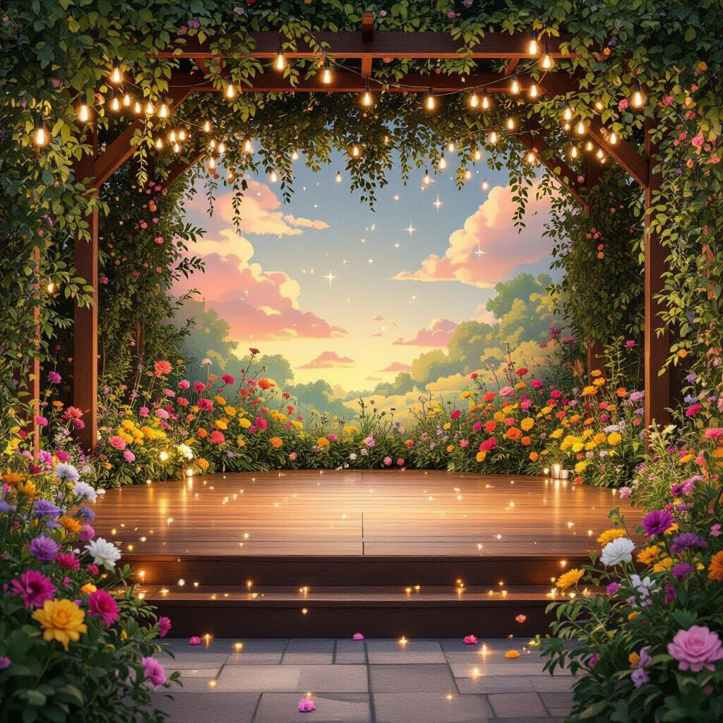 Enchanting Garden Runway with Flowers and Fairy Lights