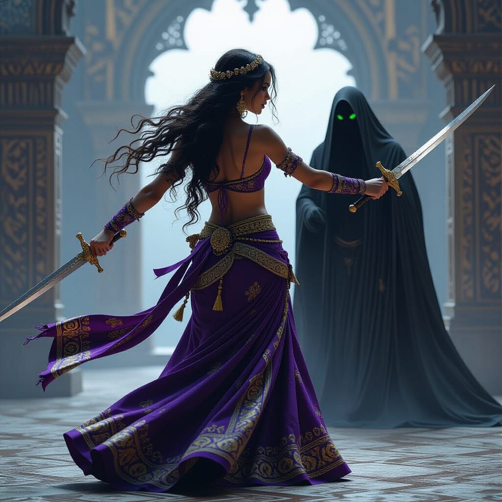 Gypsy Dancer Confronts Wraith in Hyperrealist Black and Whit...