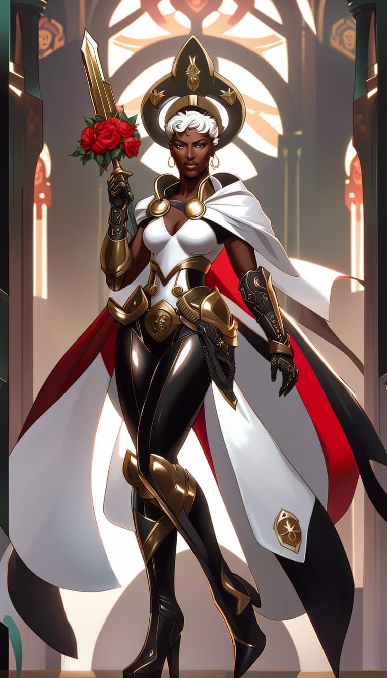 Saintly Warrior Woman in Aetherpunk Sci-Fi Style