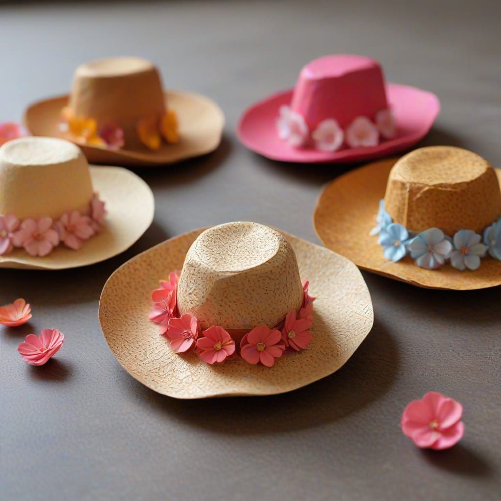 Origami Hats: Walnut, Petal, and Marble Creations