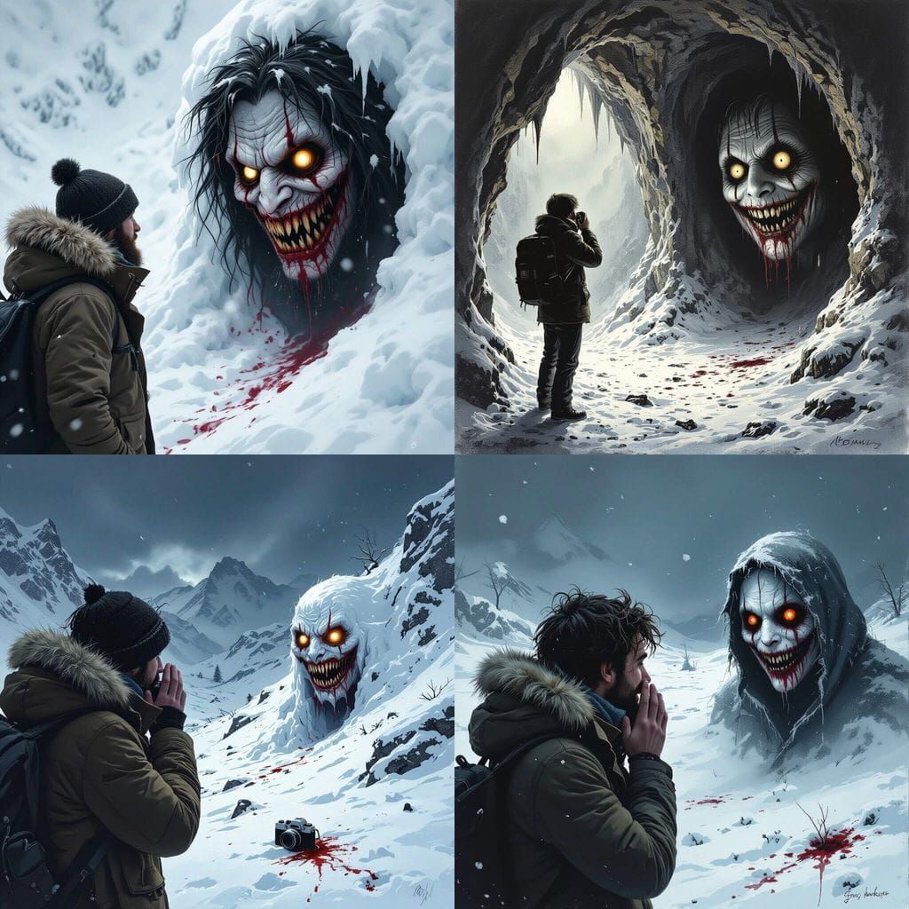 Horror Scene: Tourist Confronts Doppelganger in Snowy Wilder...