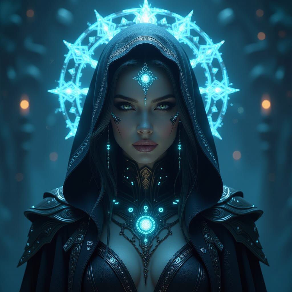 Sorceress Merged With Alien Tech and Runes