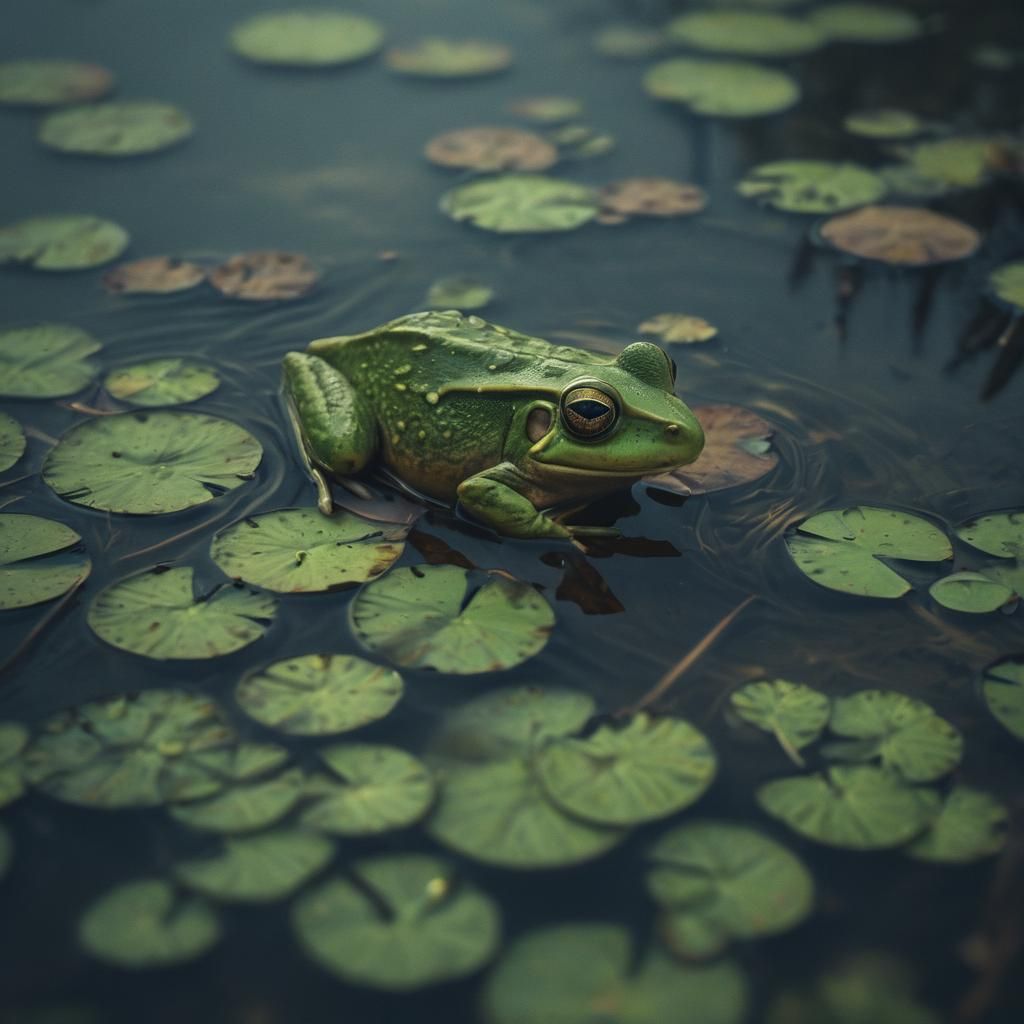 Stunning Swamp Frog in Cinematic 35mm Film Style