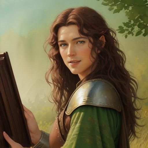 laughing playing a Lord of The Rings computer game. An age 4...