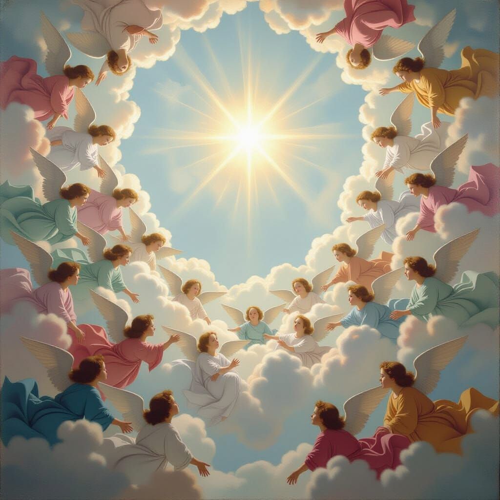 Heavenly Angels in Renaissance Fresco Style