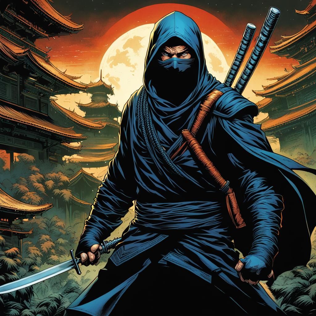 Ninja in Comic Book Art Style