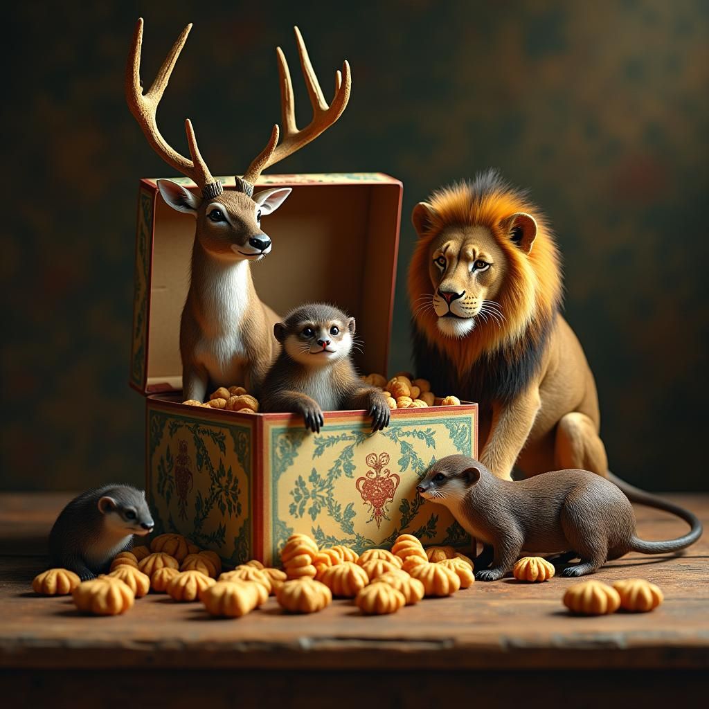Hyperrealistic Animals Bursting from Cracker Box