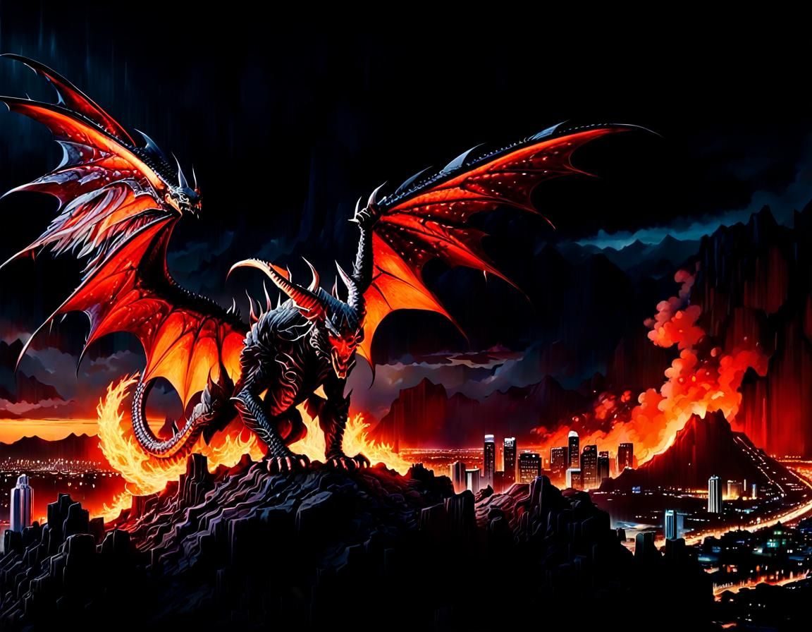 Demon in Fiery Landscape