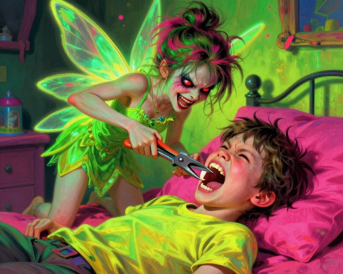 Evil Fairy Pulls Tooth From Screaming Child