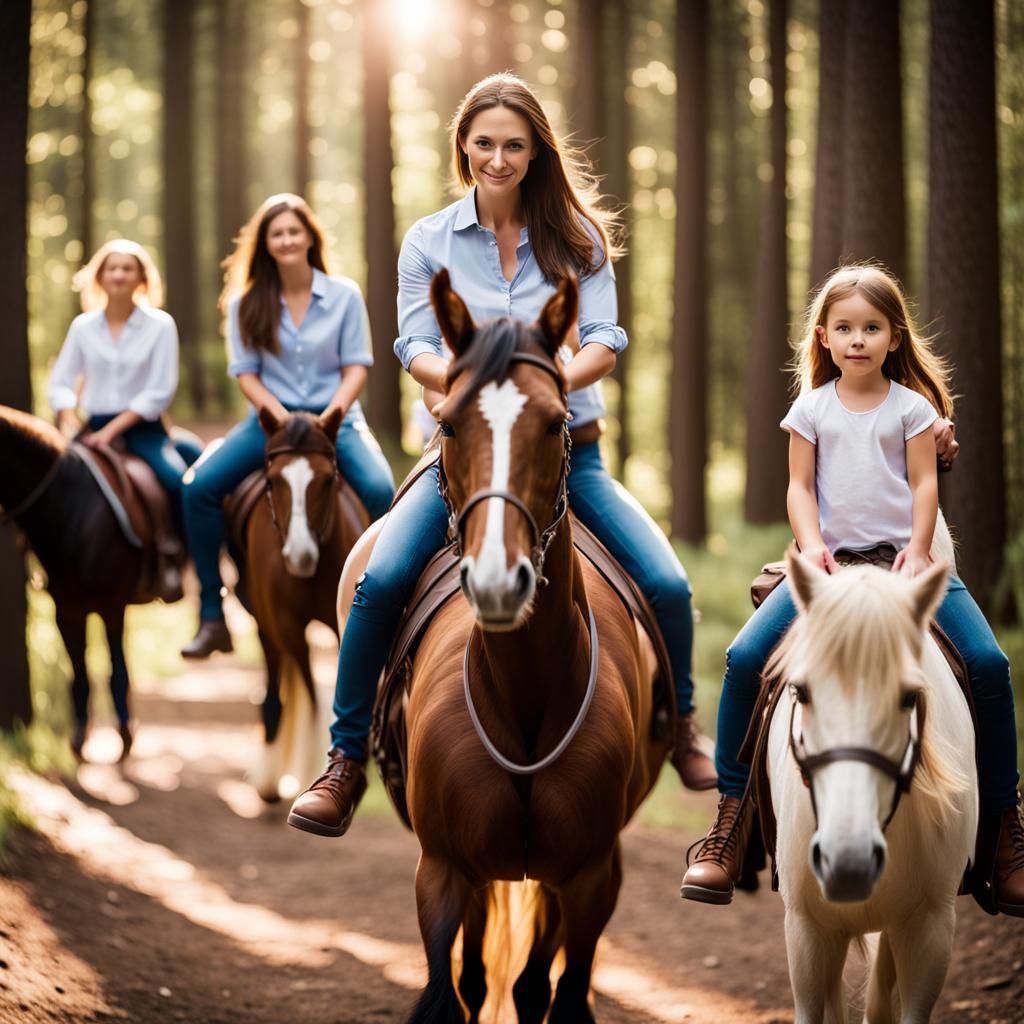 Family Horseback Riding Adventure in the Woods