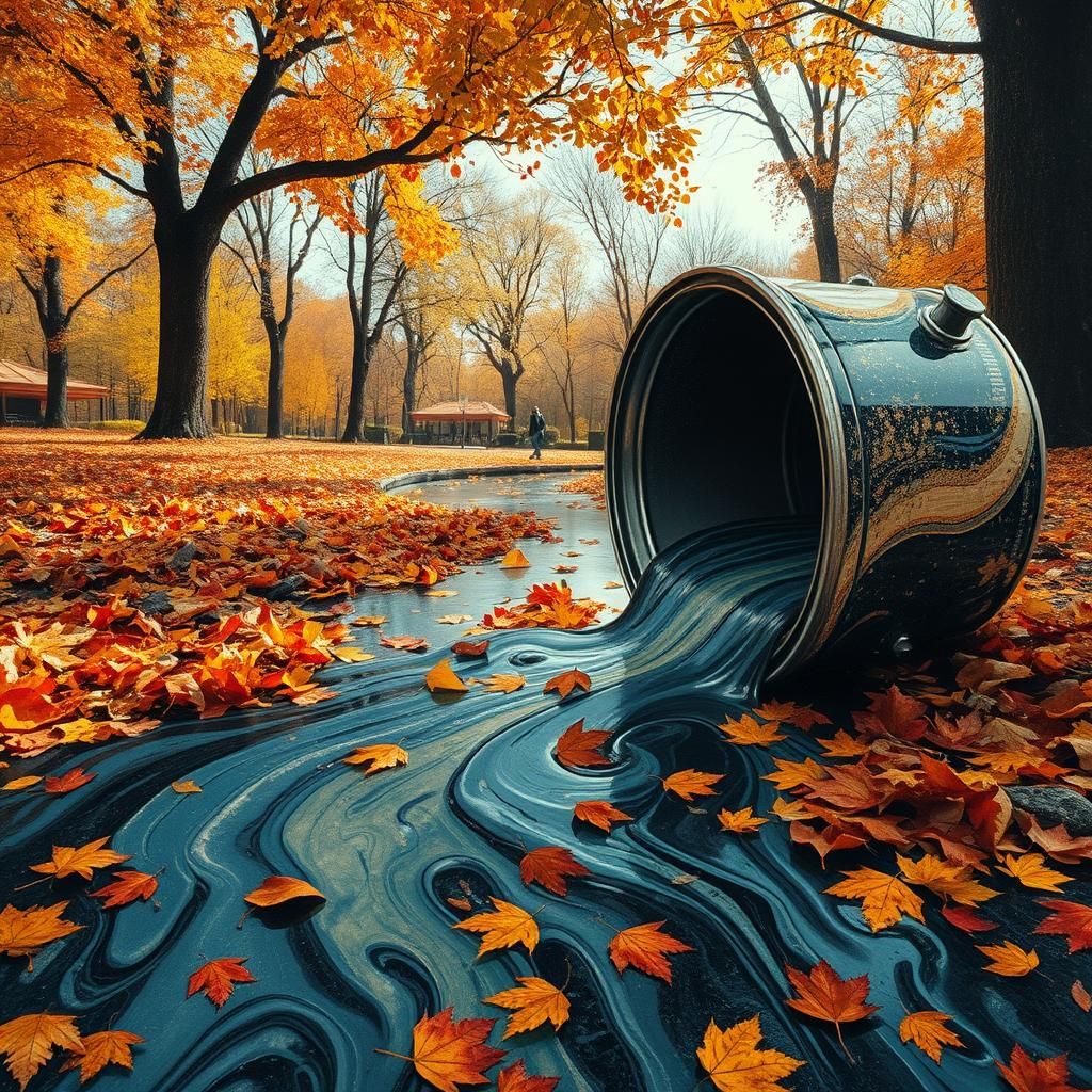 Liquid Autumn Day Spilled as Expressionistic Painting