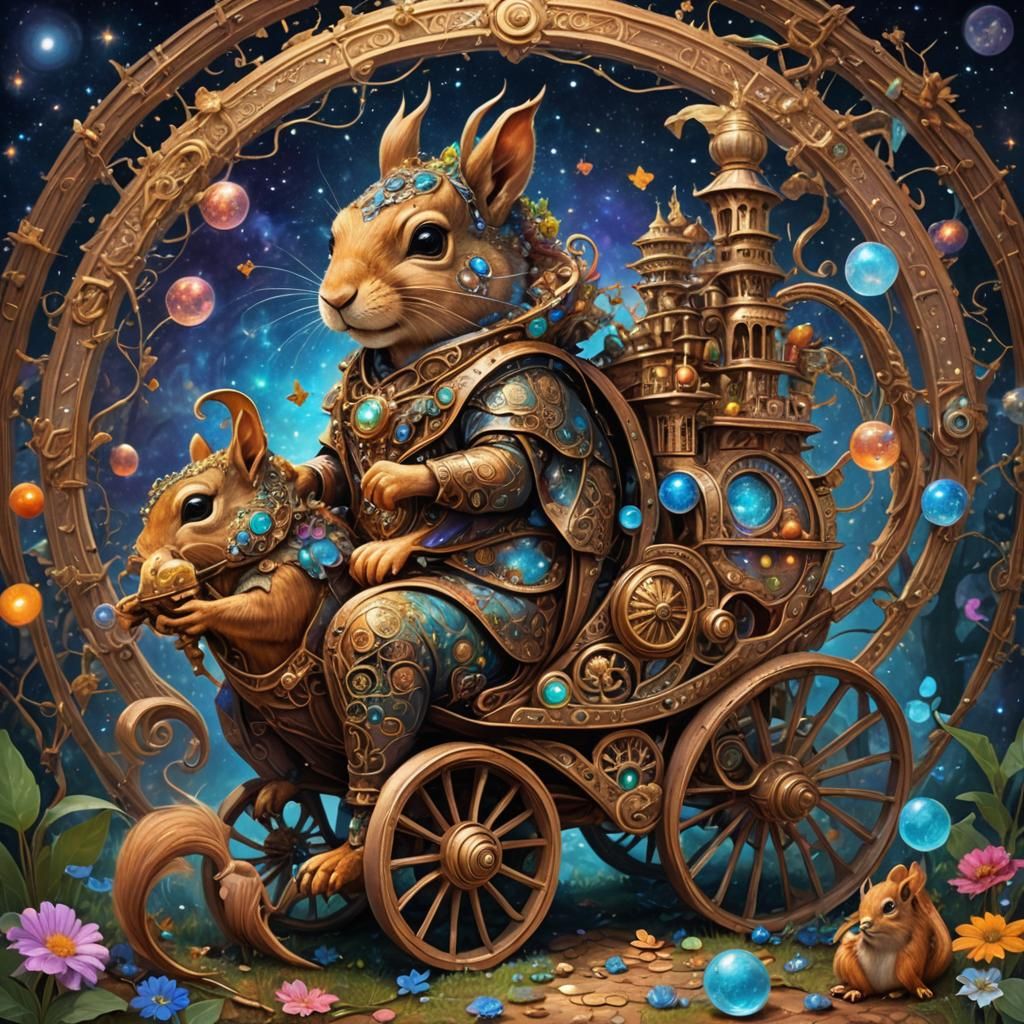 Astral Fairy Chariot in Holographic Illustration