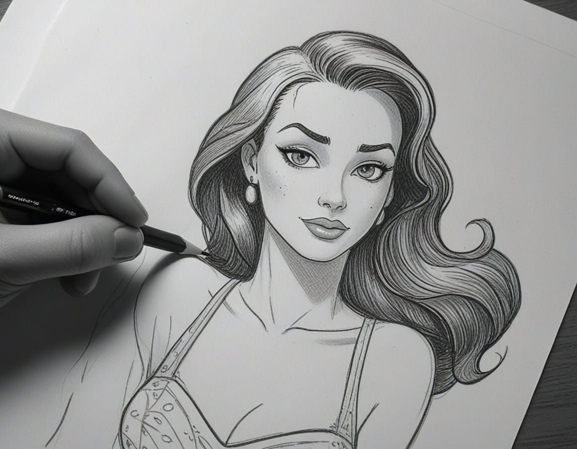 Pencil Sketch of Jessica Rabbit Drawn by Hand