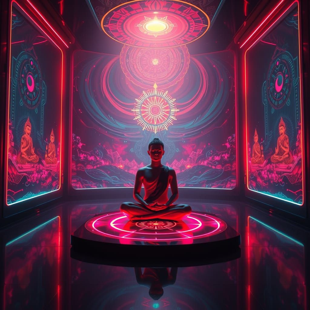Meditative Futurism: A Synthwave Chamber of Enlightenment