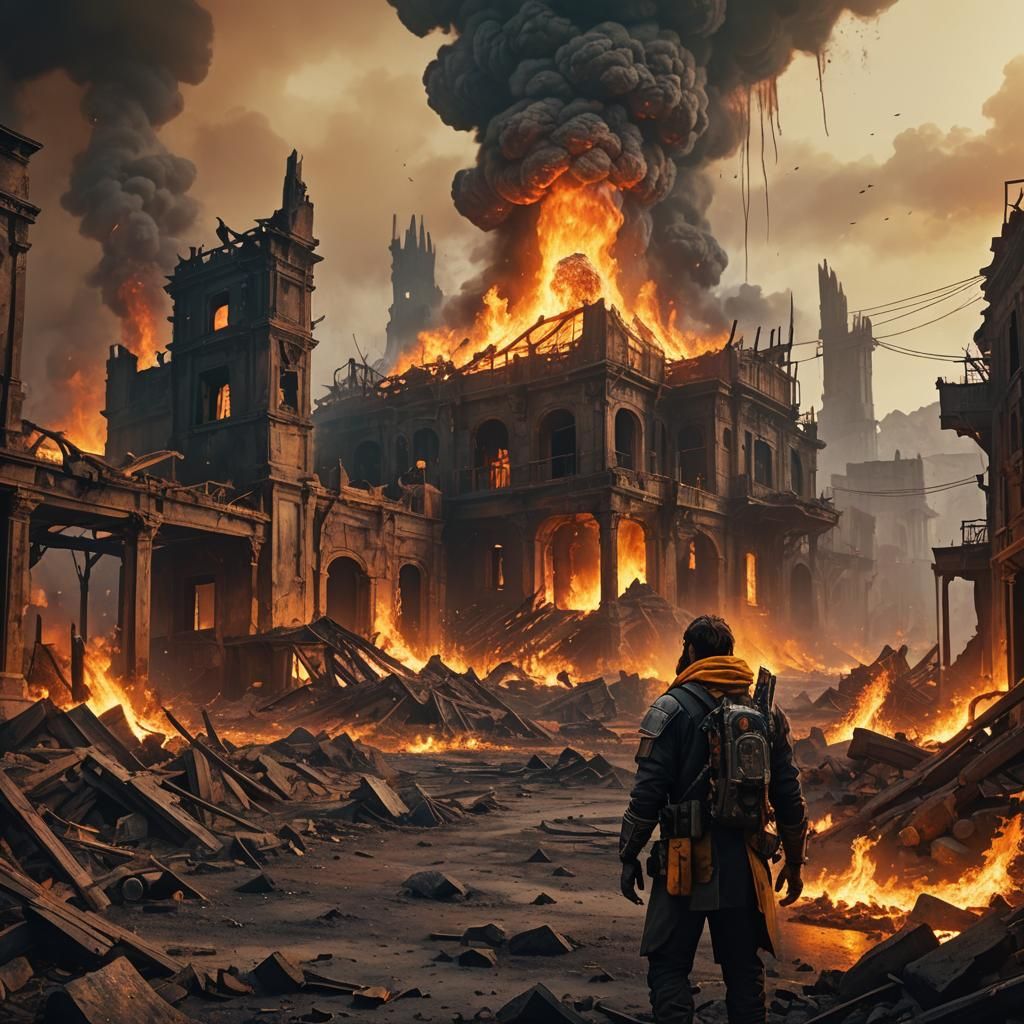 Epic Post-Apocalyptic World in Flames