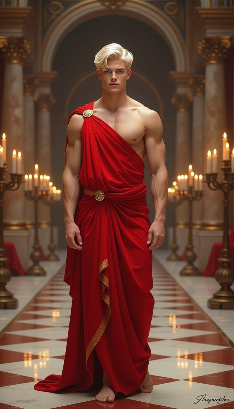 Classical Hero in Candlelit Hall