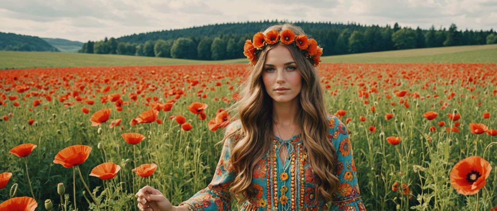 Psychedelic Flower Children in Poppy Field