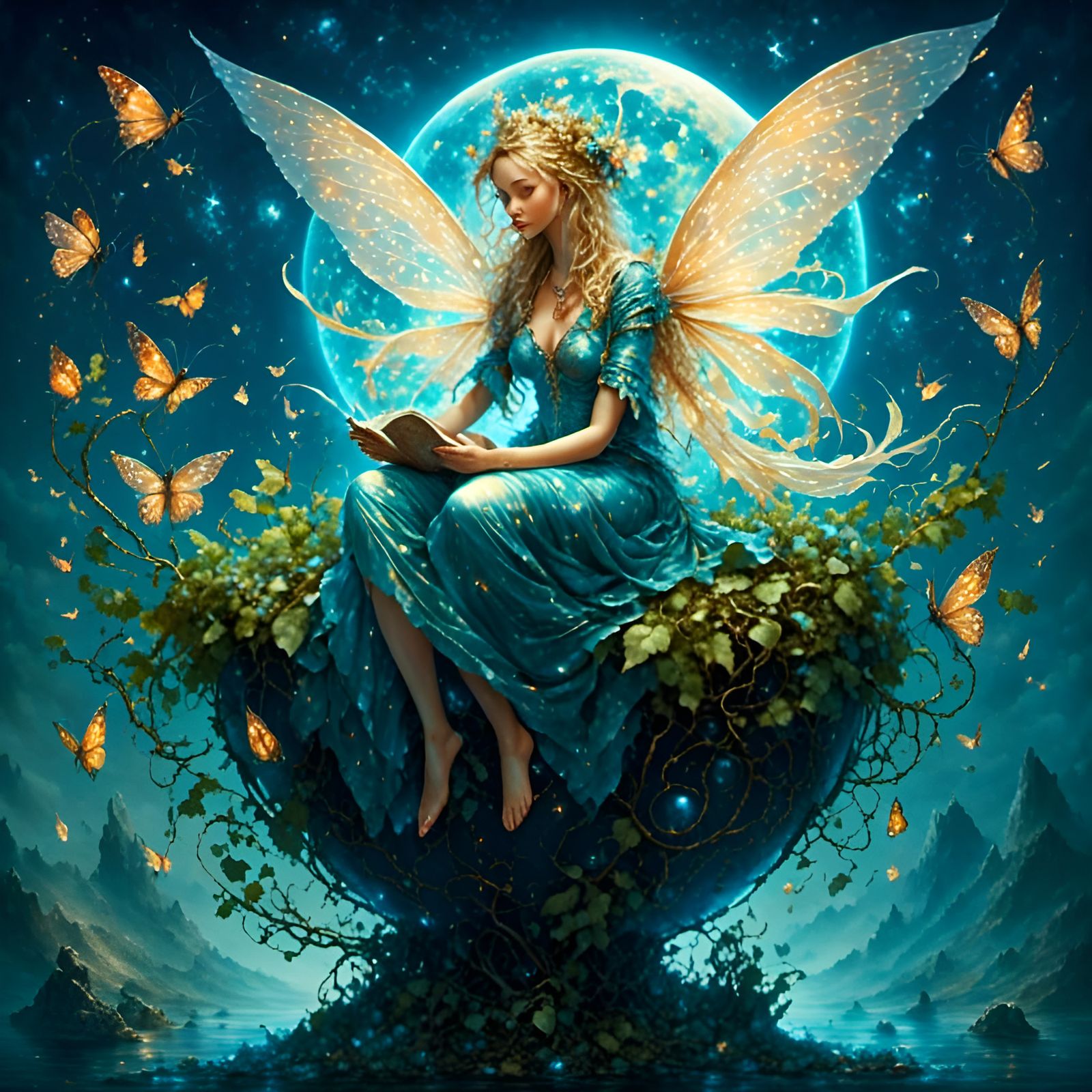 <lora:Inconceivable:1.0> a beautiful fairy sitting on top of...