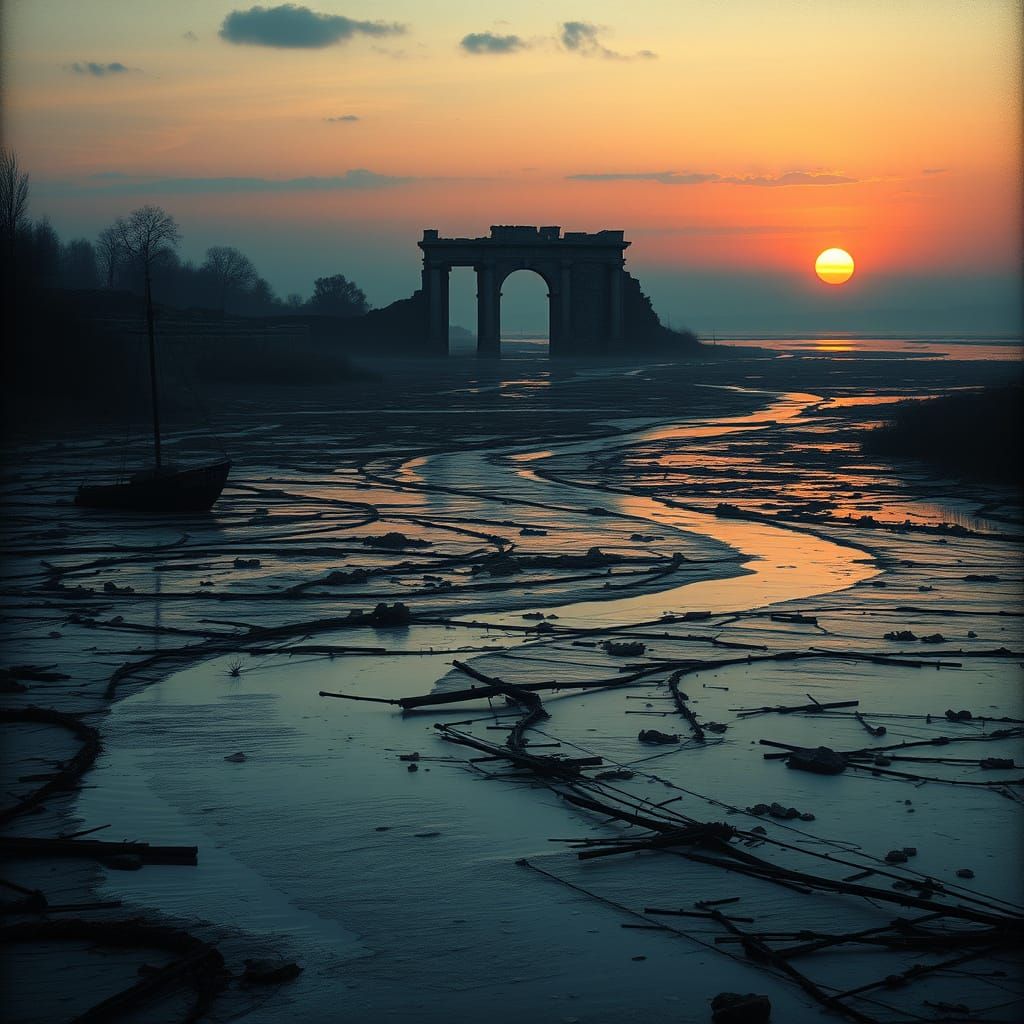 Mystical Portus Pisanus at Dusk: A Hauntingly Beautiful Seap...