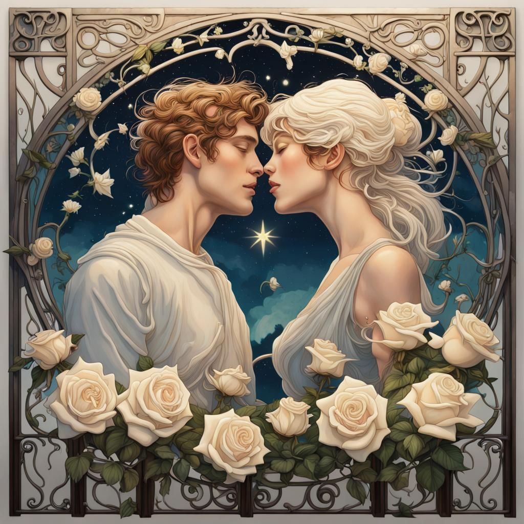 Art Nouveau Garden Gate at Night