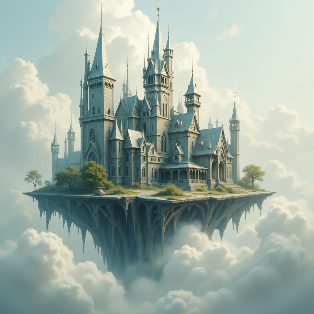 Silver Castle Digital Meltdown in Futuristic Style